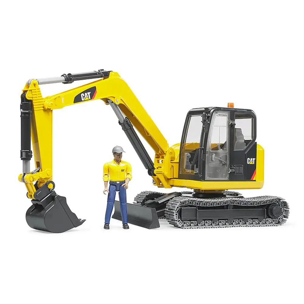 bruder - mini excavator cat cu muncitor