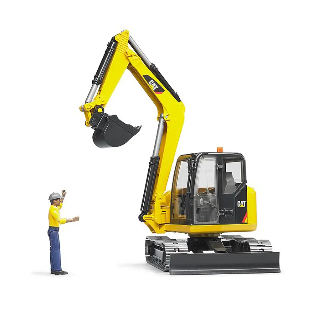 bruder - mini excavator cat cu muncitor