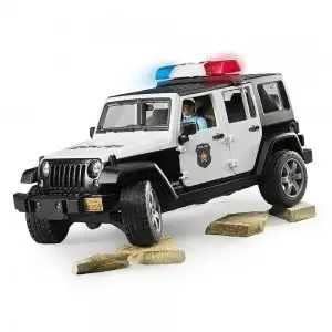 BRUDER - JEEP WRANGLER UNLIMITED RUBICON DE POLITIE CU SIRENA SI FIGURINA