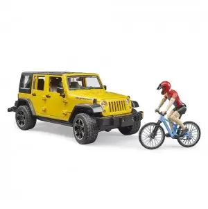 BRUDER - JEEP WRANGLER UNLIMITED RUBICON CU BICICLETA SI CICLIST