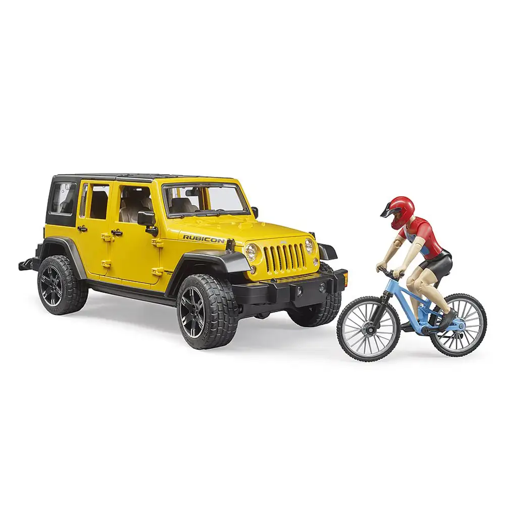 bruder - jeep wrangler unlimited rubicon cu bicicleta si ciclist