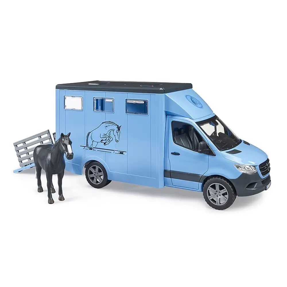 bruder - transportor de animale mercedes benz cu un cal