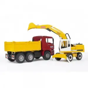 BRUDER - CAMION MAN TGA SI EXCAVATOR LIEBHERR