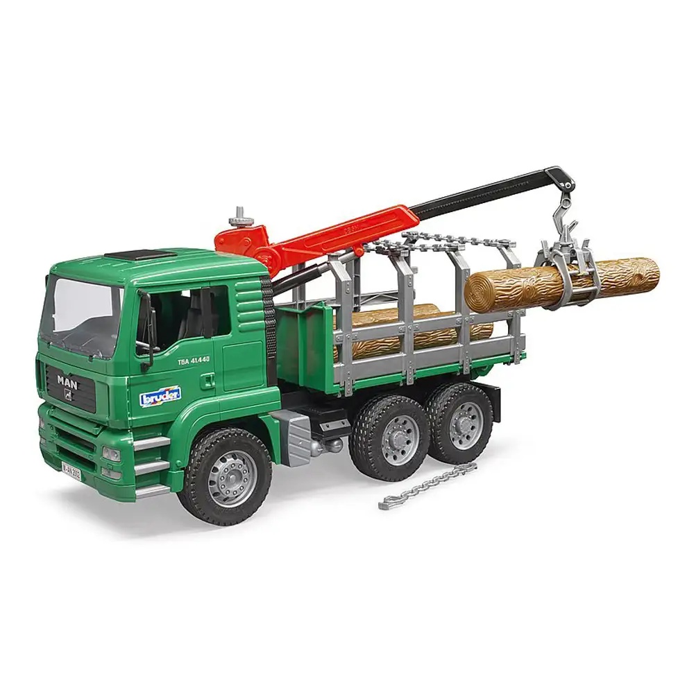 bruder - camion lemne man tga cu macara de incarcare si 3 busteni