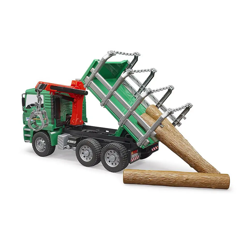 bruder - camion lemne man tga cu macara de incarcare si 3 busteni