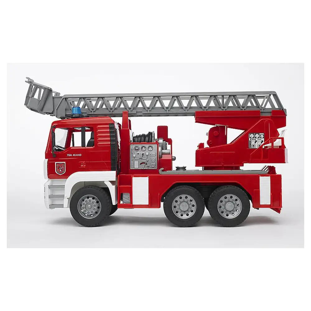 bruder - camion de pompieri man tga cu scara, pompa de apa si sirena