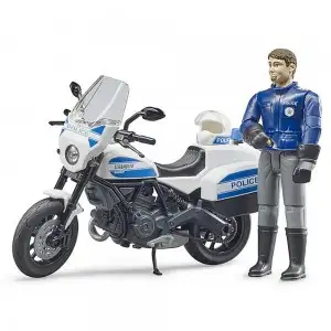 BRUDER - MOTOCICLETA DE POLITIE SCRAMBLER DUCATI SI POLITIST