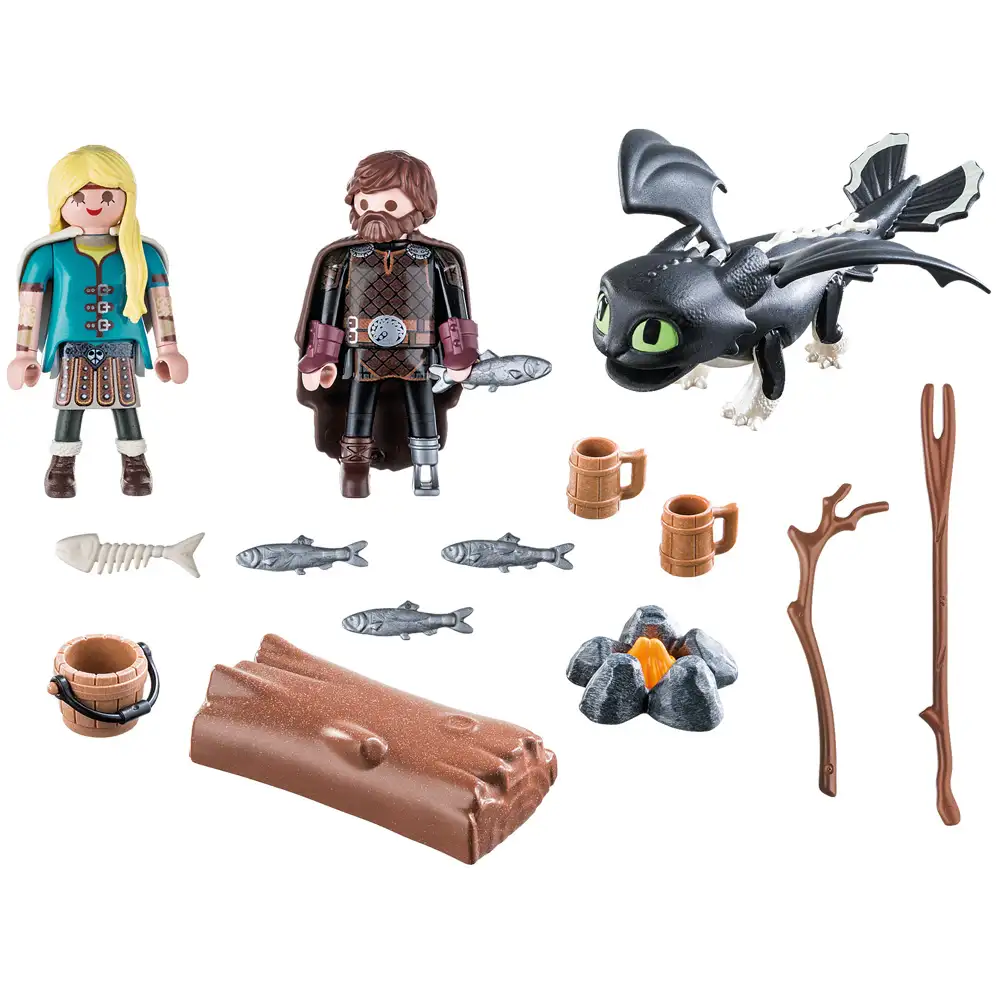 hiccup, astrid si pui de dragon