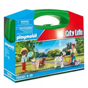 PLAYMOBIL - SET PORTABIL COPII CU CATELUSI