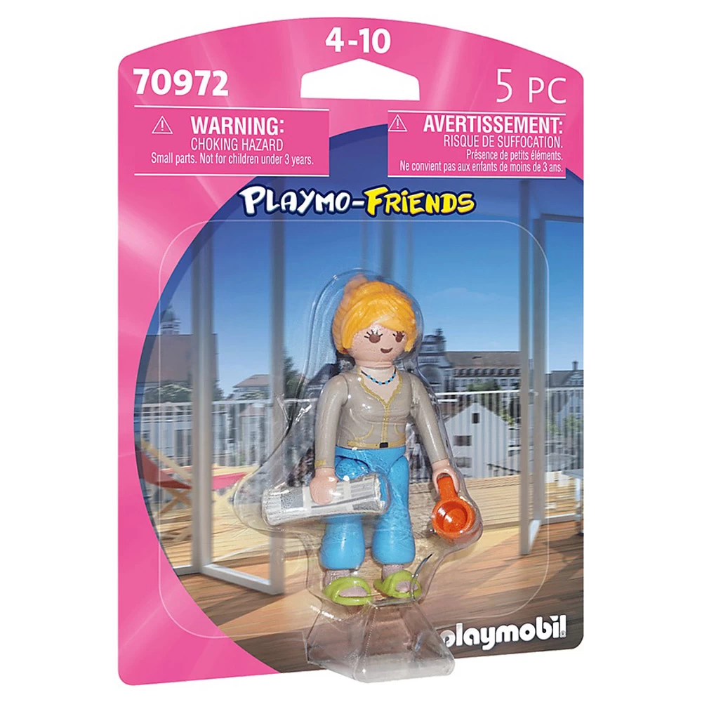 playmobil - figurina femeie cu ziar si cafea