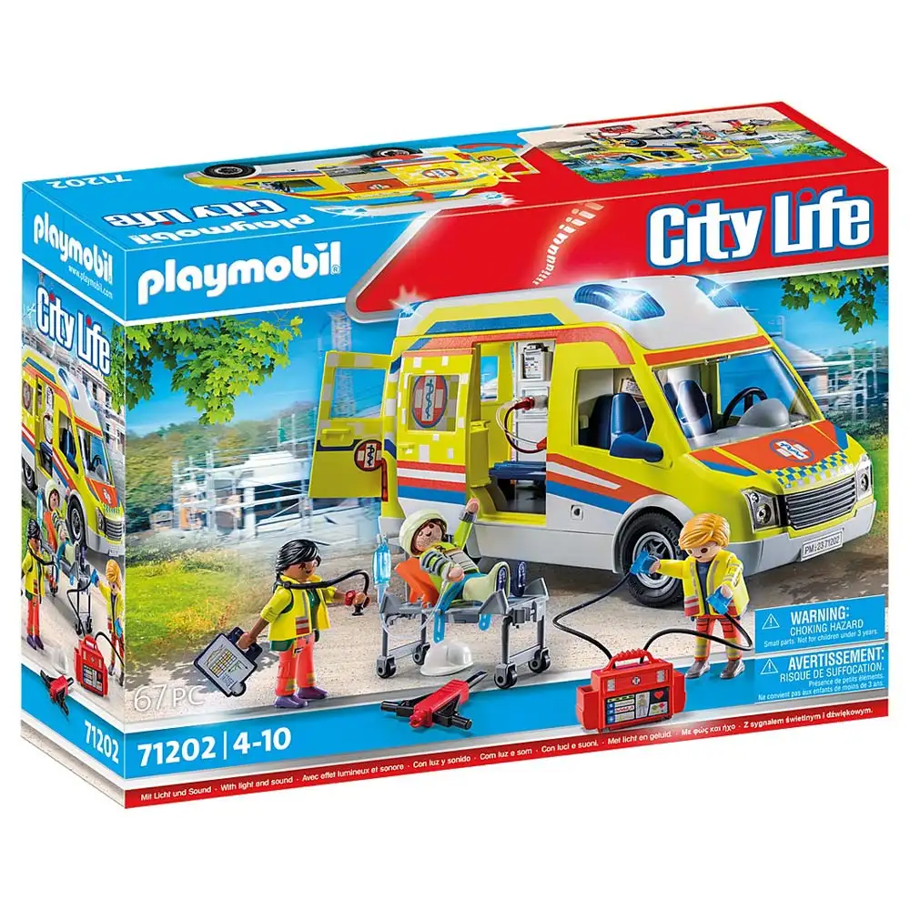 playmobil - ambulanta galbena cu lumini si sunete
