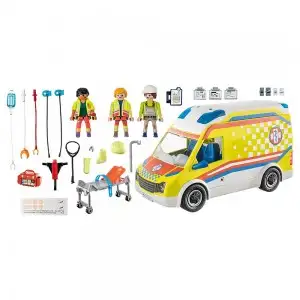 PLAYMOBIL - AMBULANTA GALBENA CU LUMINI SI SUNETE