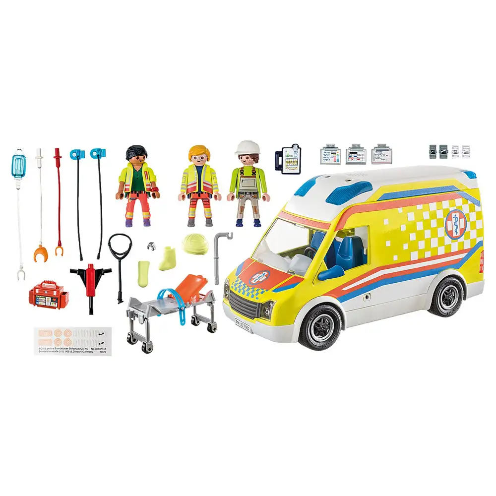 playmobil - ambulanta galbena cu lumini si sunete