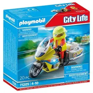 PLAYMOBIL - MOTOCICLETA GALBENA CU LUMINI