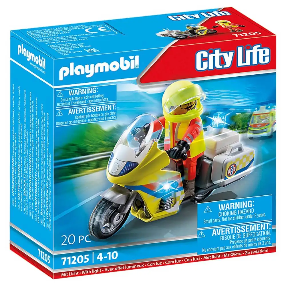 playmobil - motocicleta galbena cu lumini