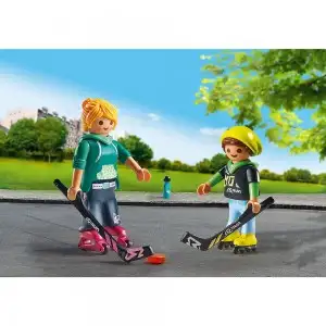 PLAYMOBIL - SET 2 FIGURINE - MAMA SI COPILUL JUCAND HOCHEI