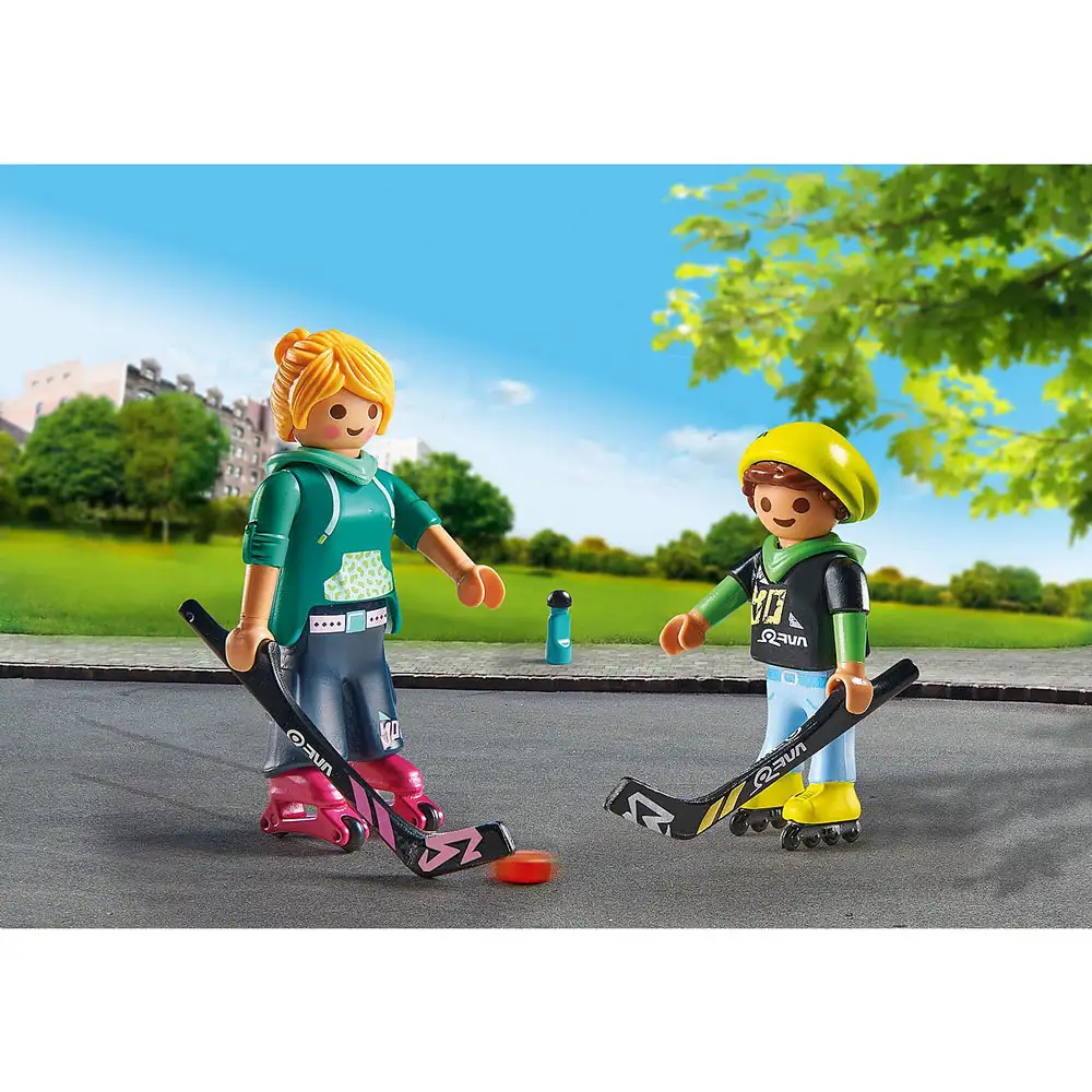 playmobil - set 2 figurine - mama si copilul jucand hochei