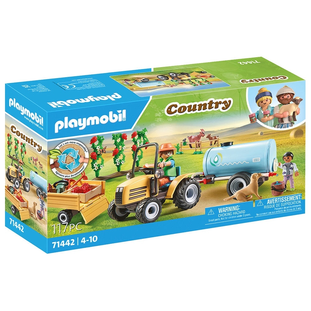 playmobil country - tractor cu remorca si cisterna de apa