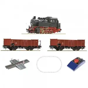 LOCOMOTIVA CU ABURI CLASA 80 CU VAGON DE MARFA, DB, ANALOG