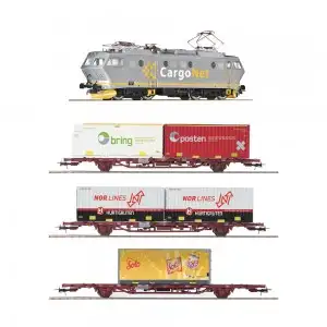 LOCOMOTIVA ELECTRICA EL 16 SI VAGON DE MARFA, CARGONET, SET 4 PIESE
