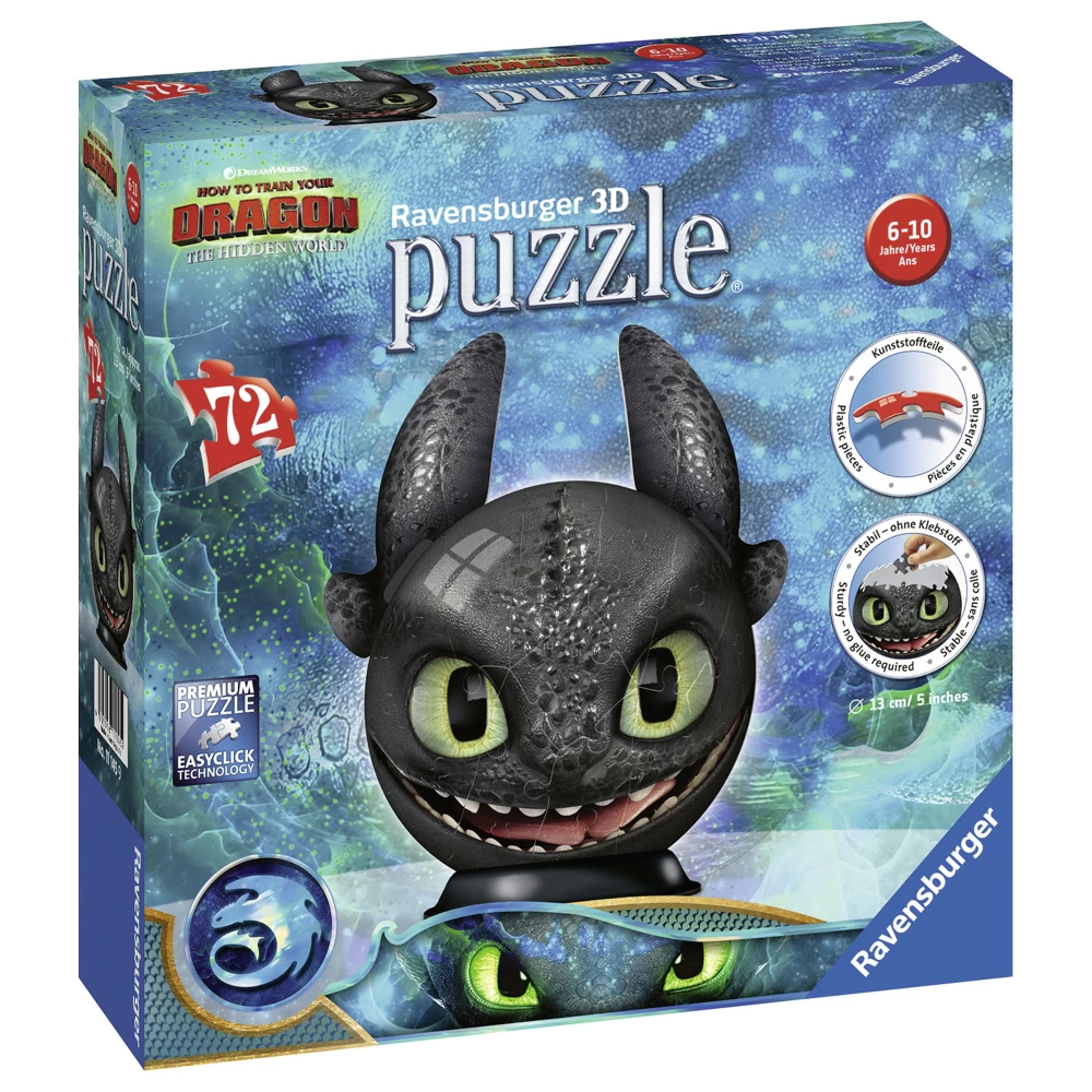 puzzle 3d dragons iii_toothless, 72 piese