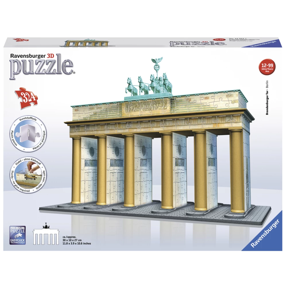 puzzle ravensburger 3d - poarta brandenburg, 324 piese