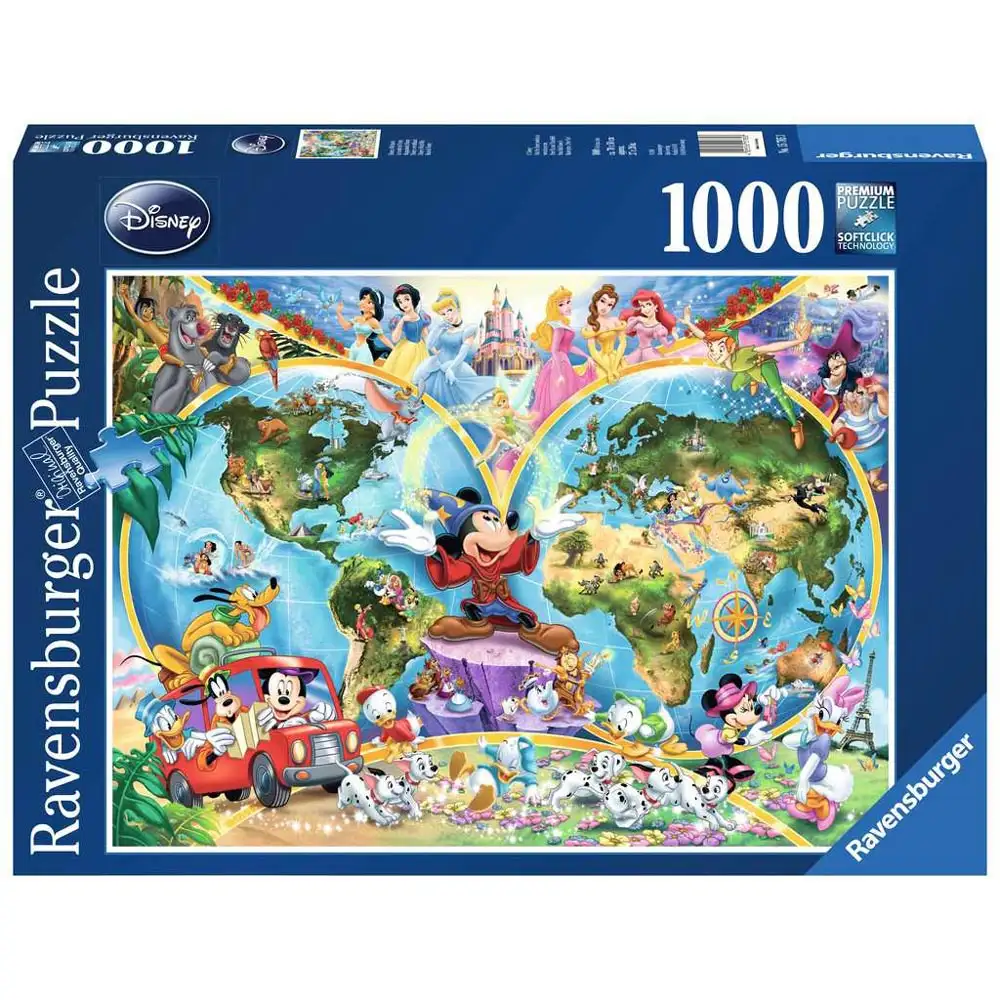 puzzle harta lumii disney, 1000 piese
