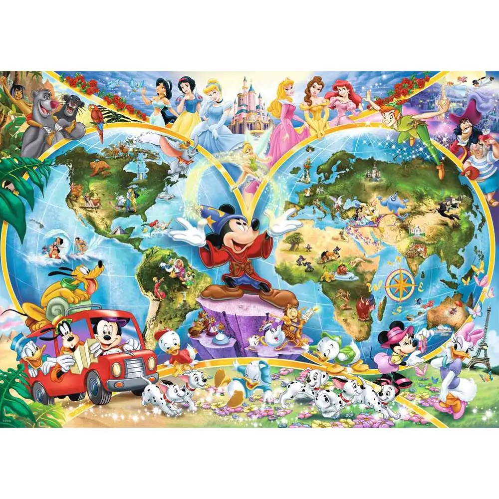 puzzle harta lumii disney, 1000 piese