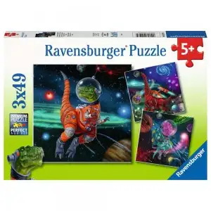 PUZZLE DINOZAURI IN SPATIU, 3X49 PIESE