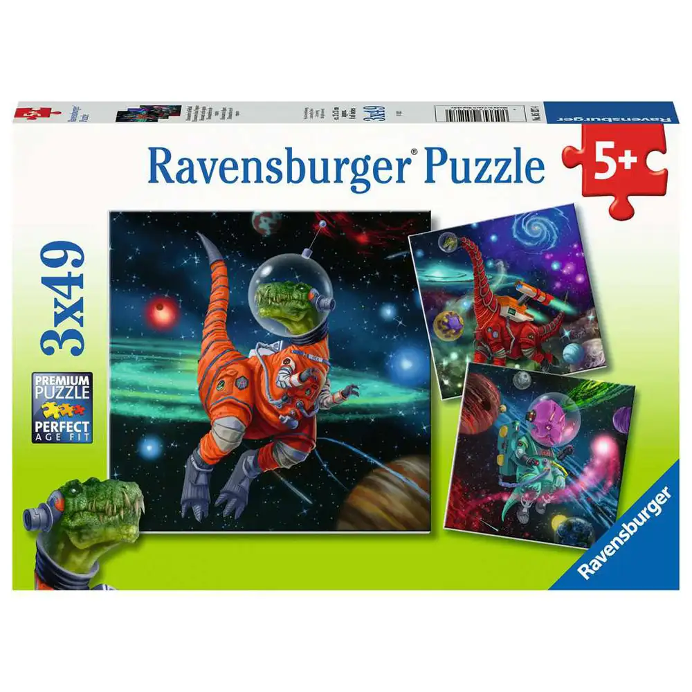 puzzle dinozauri in spatiu, 3x49 piese