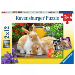 PUZZLE PORCUSOR DE GUINEA SI IEPURAS, 2X12 PIESE