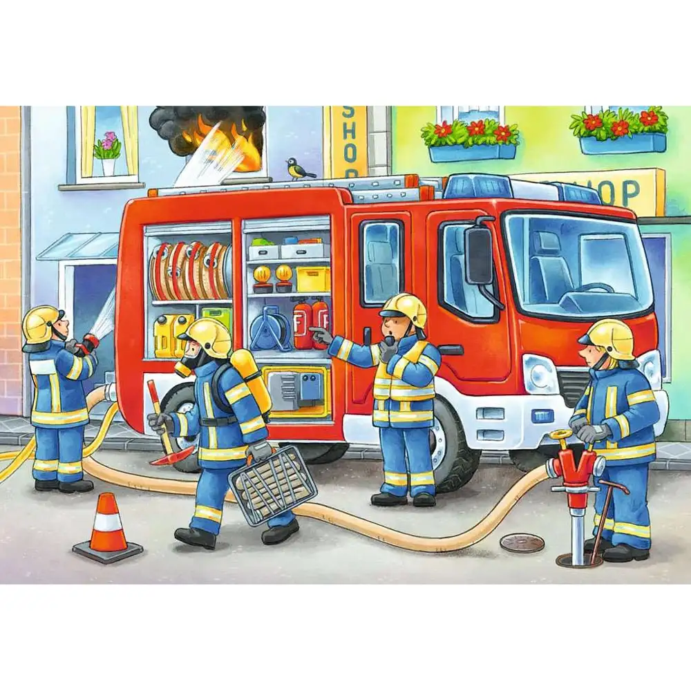 puzzle plastic pompieri, 12 piese