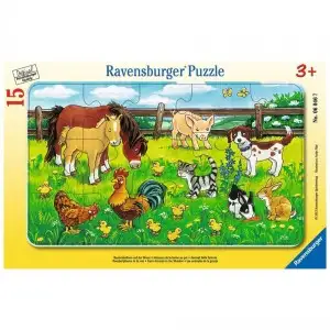PUZZLE ANIMALE PE PAJISTE, 15 PIESE