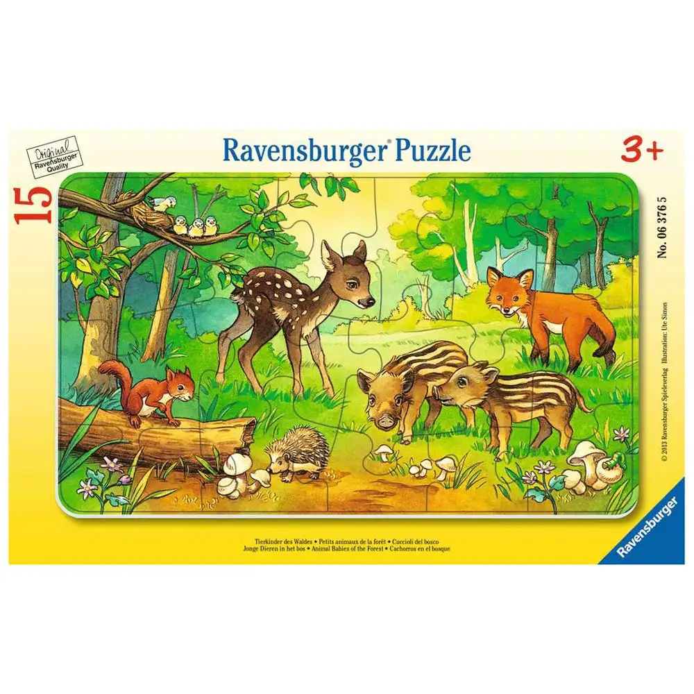 puzzle puiuti de animale in padure, 15 piese