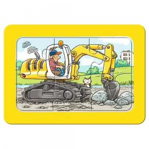 PUZZLE EXCAVATOR, TRACTOR SI BASCULANTA, 3X6 PIESE