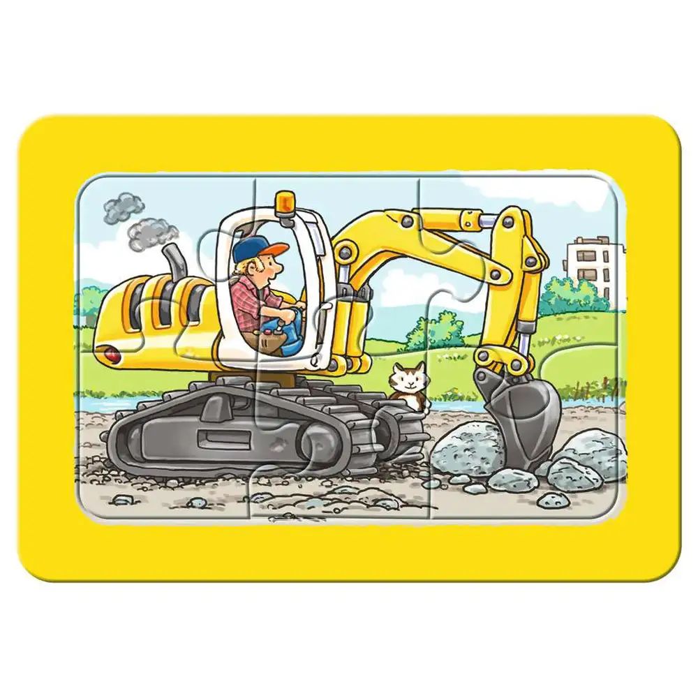 puzzle excavator, tractor si basculanta, 3x6 piese