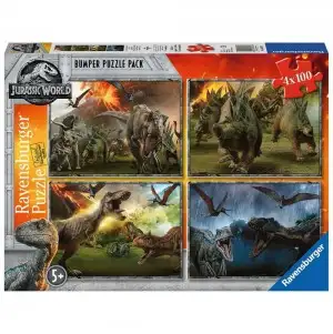 PUZZLE JURASSIC WORLD, 4X100 PIESE