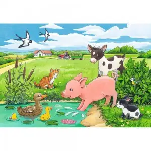 PUZZLE PUI DE ANIMALE LA FERMA, 2X12 PIESE