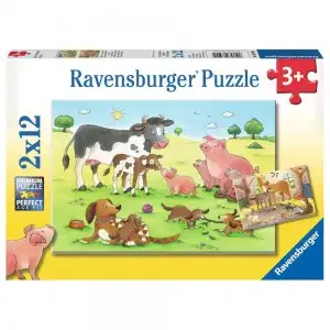 PUZZLE FAMILII FERICITE DE ANIMALE, 2X12 PIESE
