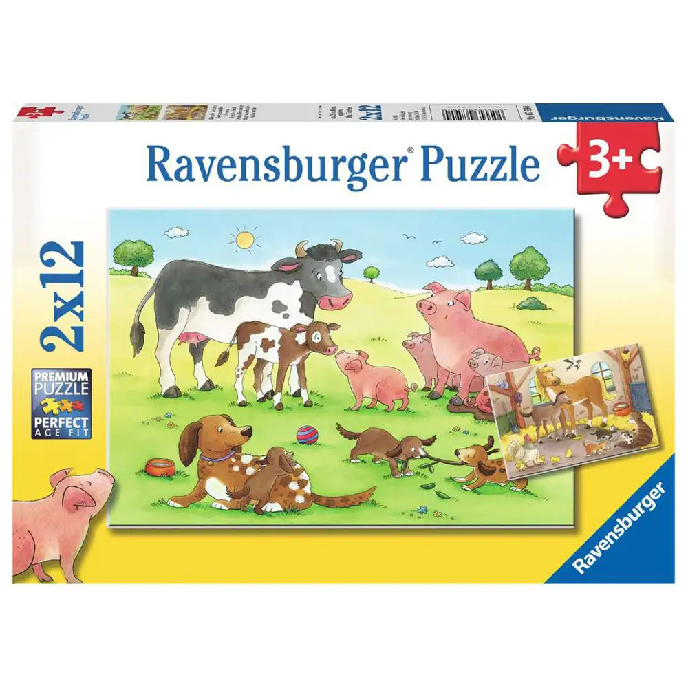 puzzle familii fericite de animale, 2x12 piese
