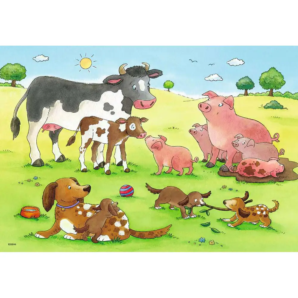 puzzle familii fericite de animale, 2x12 piese