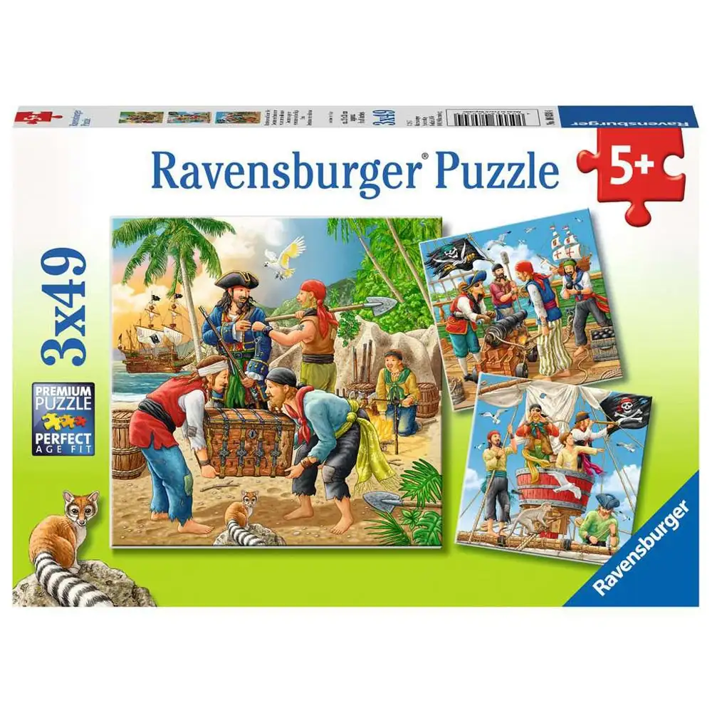 puzzle aventurile piratilor, 3x49 piese