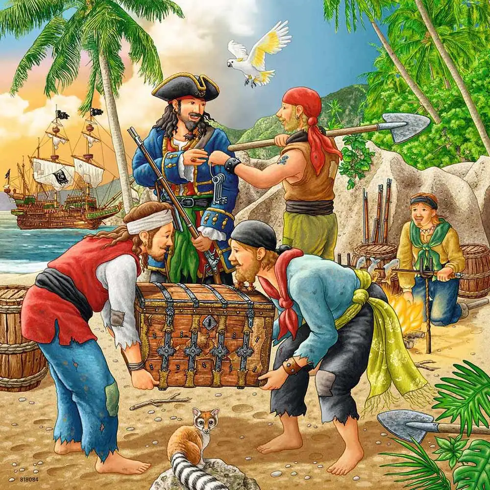 puzzle aventurile piratilor, 3x49 piese