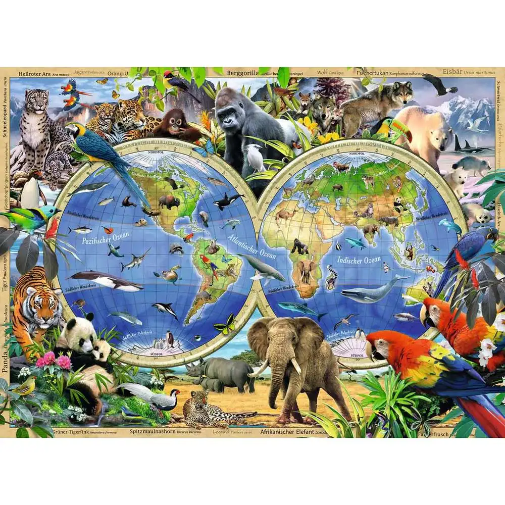 puzzle animalele lumii, 100 piese