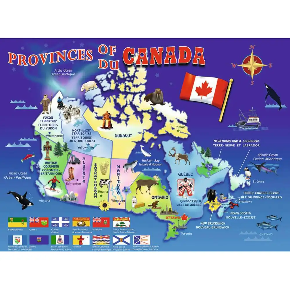 puzzle harta canadei, 100 piese