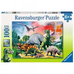 PUZZLE PRINTRE DINOZAURI, 100 PIESE
