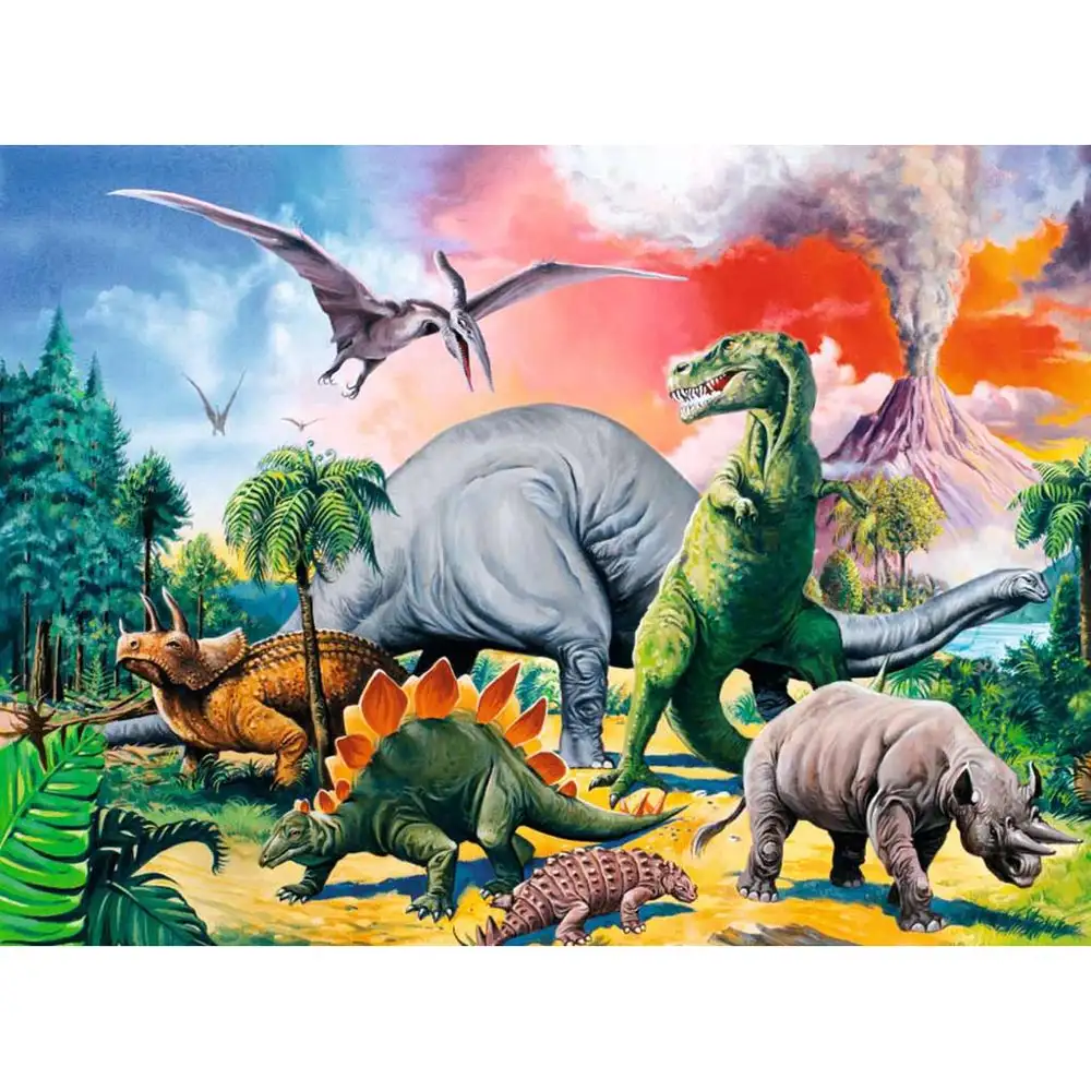 puzzle printre dinozauri, 100 piese
