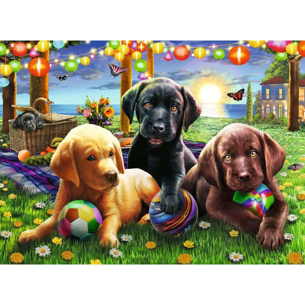 puzzle catei la picnic, 100 piese