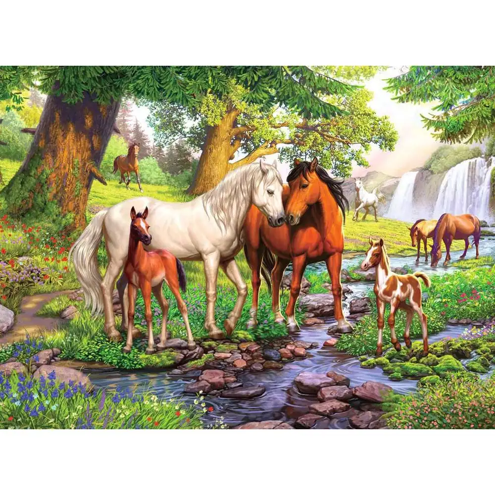 puzzle familie de cai la rau, 300 piese