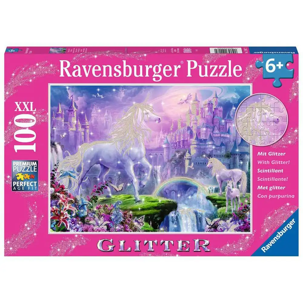 puzzle unicorn cu sclipici, 100 piese